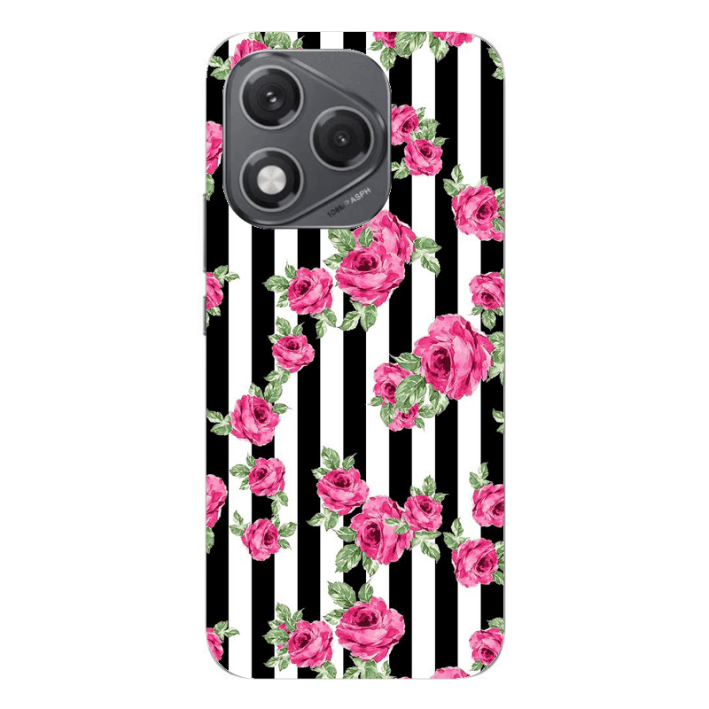 Honor 400 Lite Roses and black line Transparent Silicone TPU Θήκη